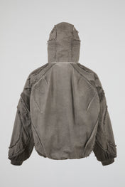Multi-Tonal Pixel Knit Zip-Up Jacket