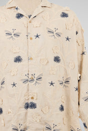 Embroidered Butterfly & Floral Linen Shirt