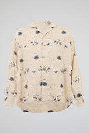 Embroidered Butterfly & Floral Linen Shirt