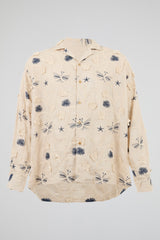 Embroidered Butterfly & Floral Linen Shirt