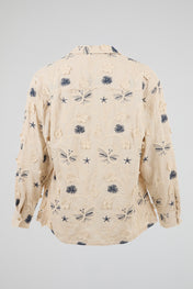 Embroidered Butterfly & Floral Linen Shirt