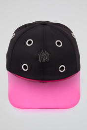 Eyelet Black & Pink NY Baseball Cap