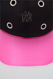 Eyelet Black & Pink NY Baseball Cap
