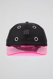 Eyelet Black & Pink NY Baseball Cap