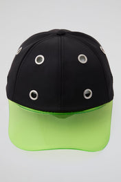 Eyelet Black & Green Baseball Cap