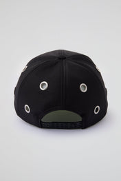 Eyelet Black & Green Baseball Cap