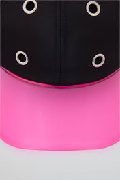 Eyelet Black & Pink Baseball Cap