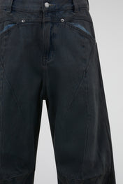 Faded Black Wide-Leg Denim