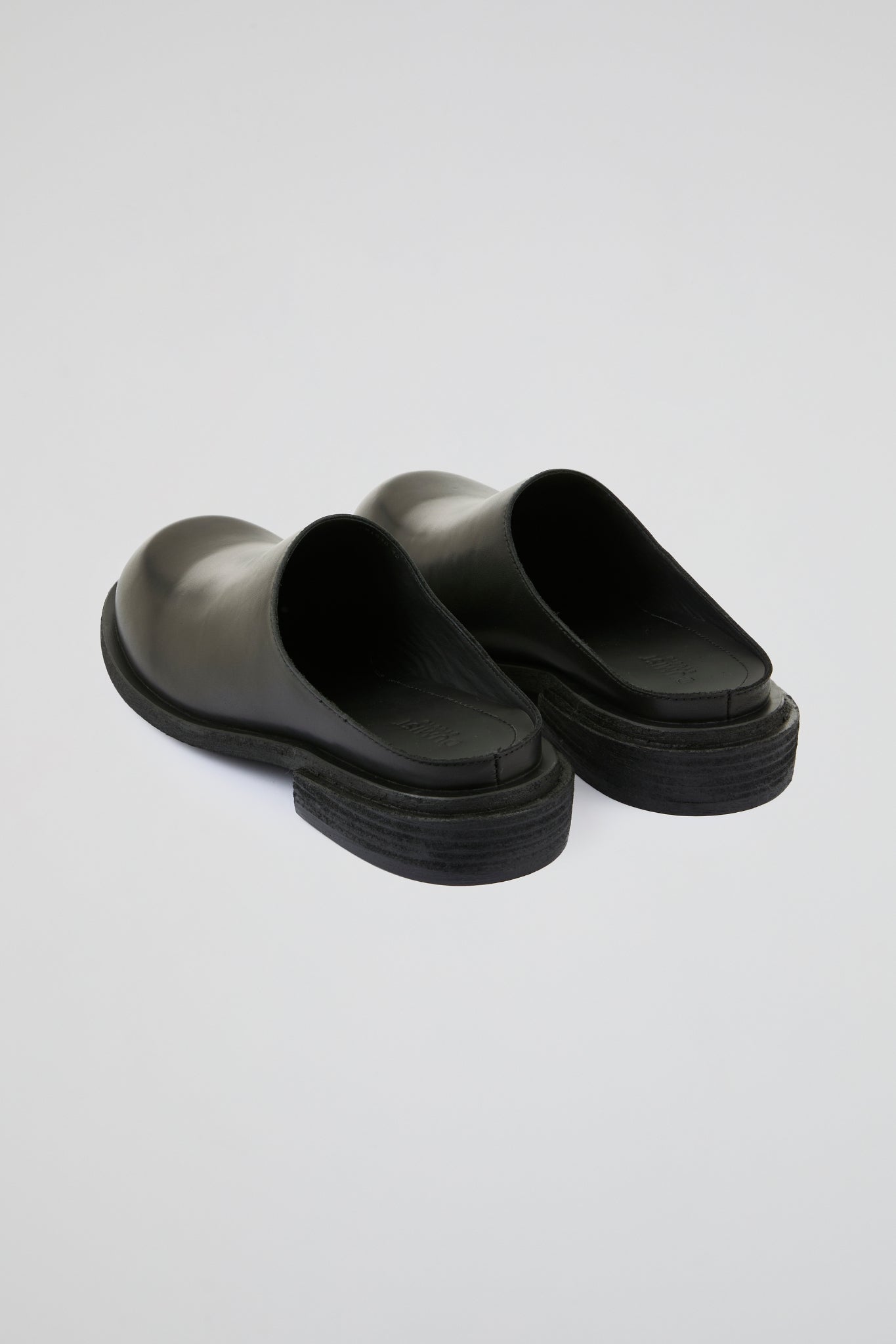 Black Leather Mules