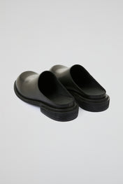 Black Leather Mules