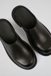 Black Leather Mules