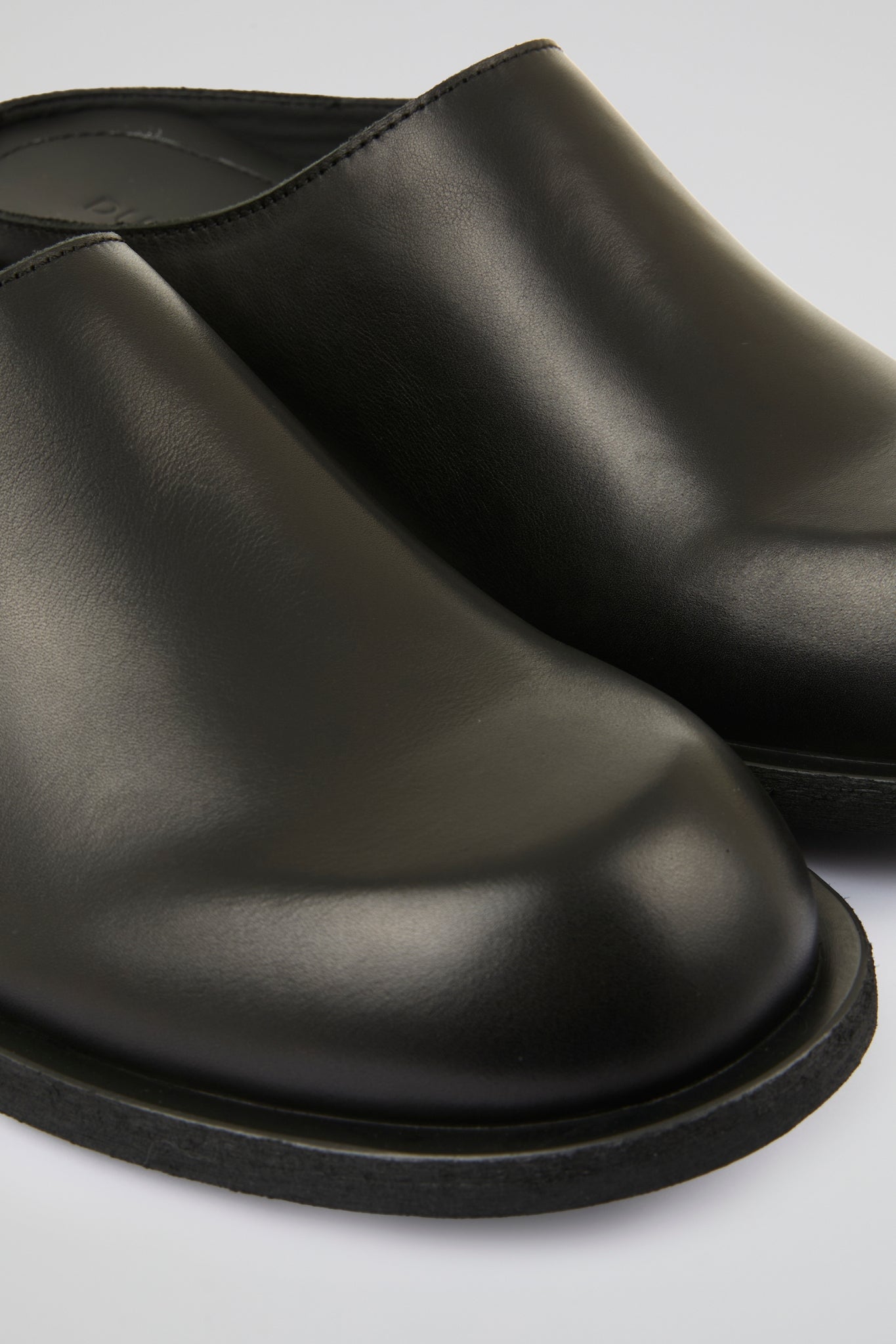 Black Leather Mules