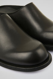 Black Leather Mules