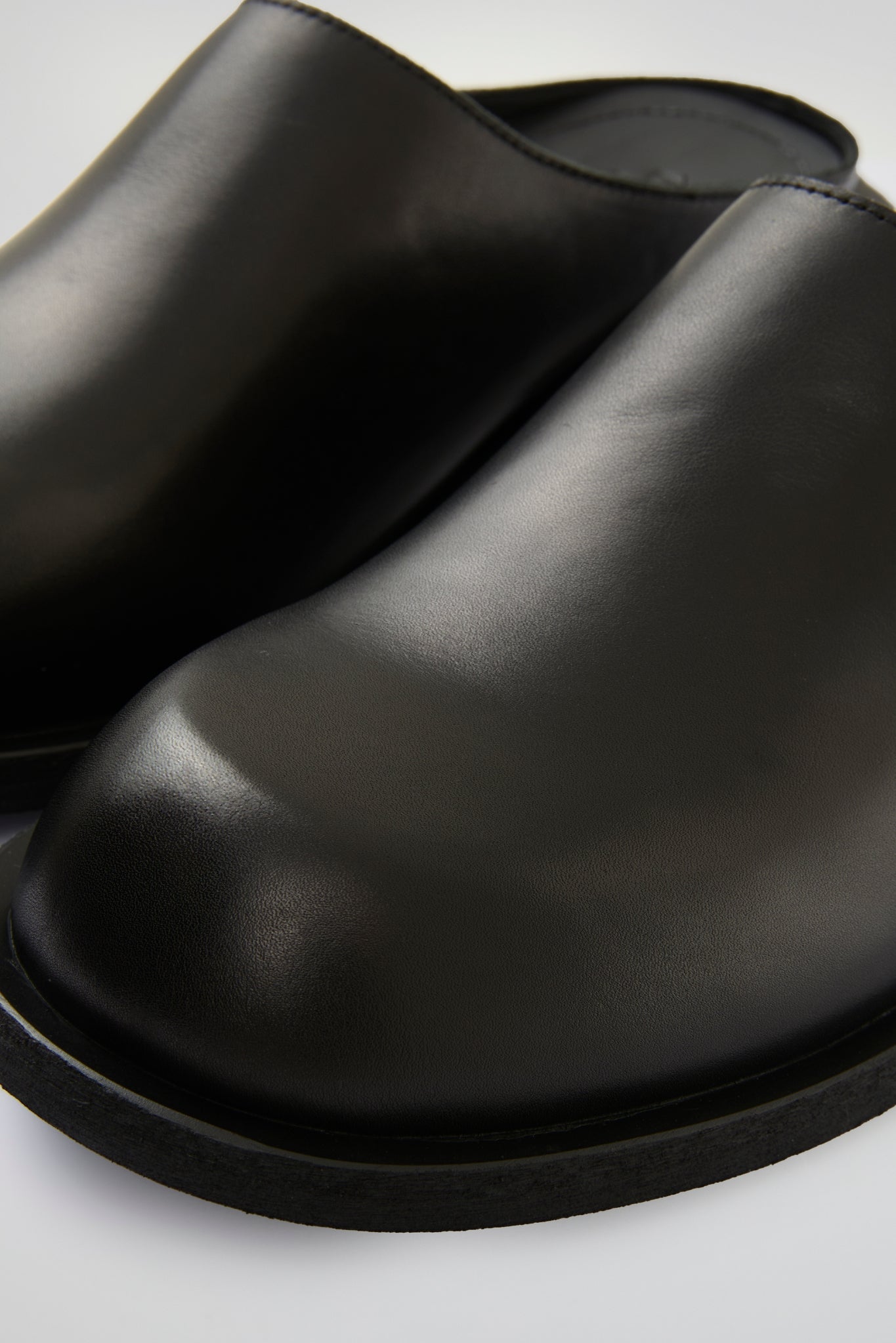 Black Leather Mules