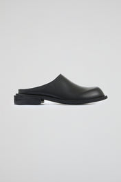 Black Leather Mules