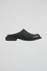 Black Leather Mules