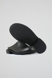 Black Leather Mules