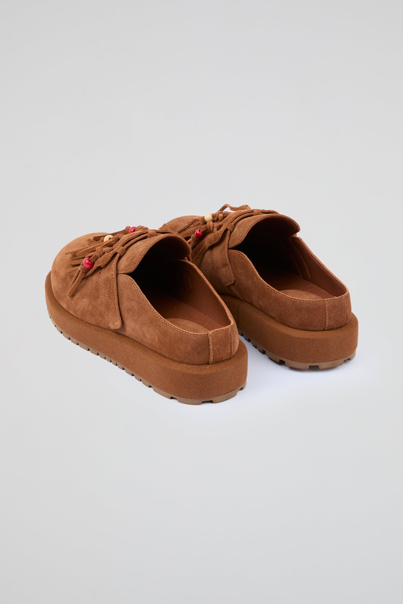 Fringed Brown Suede Sabots