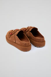 Fringed Brown Suede Sabots