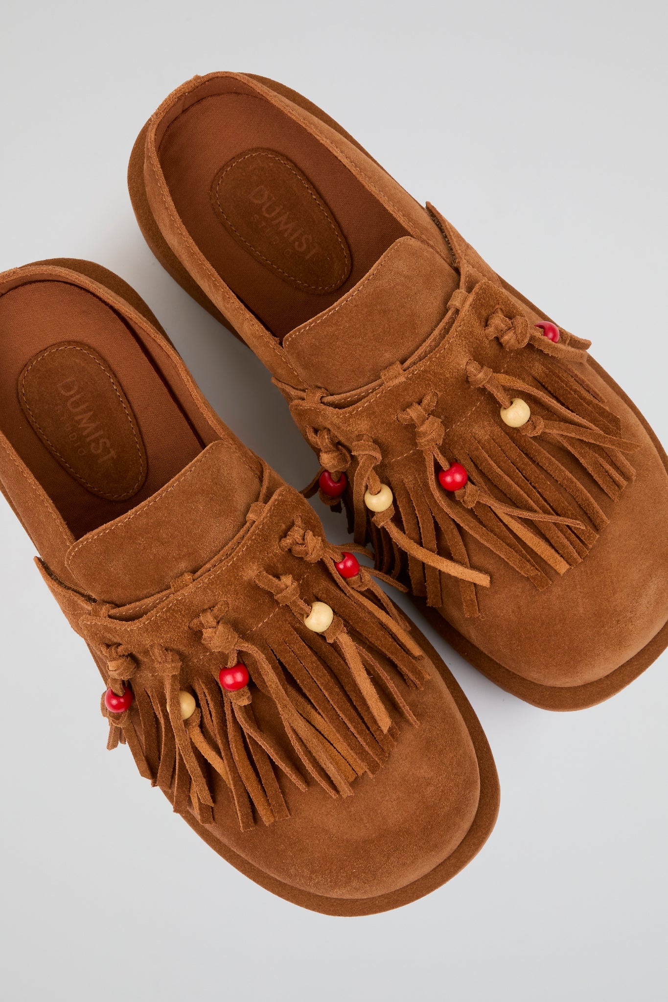 Fringed Brown Suede Sabots