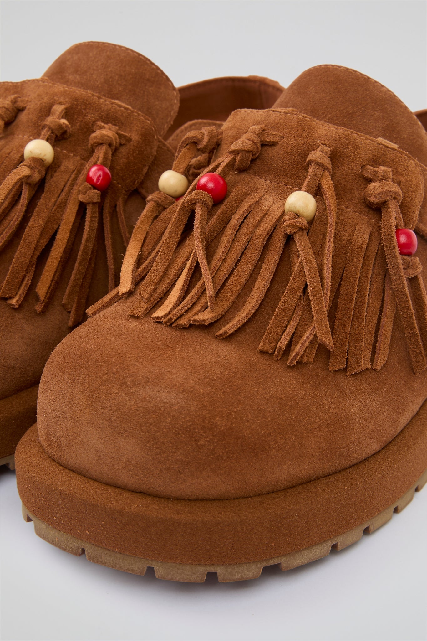 Fringed Brown Suede Sabots