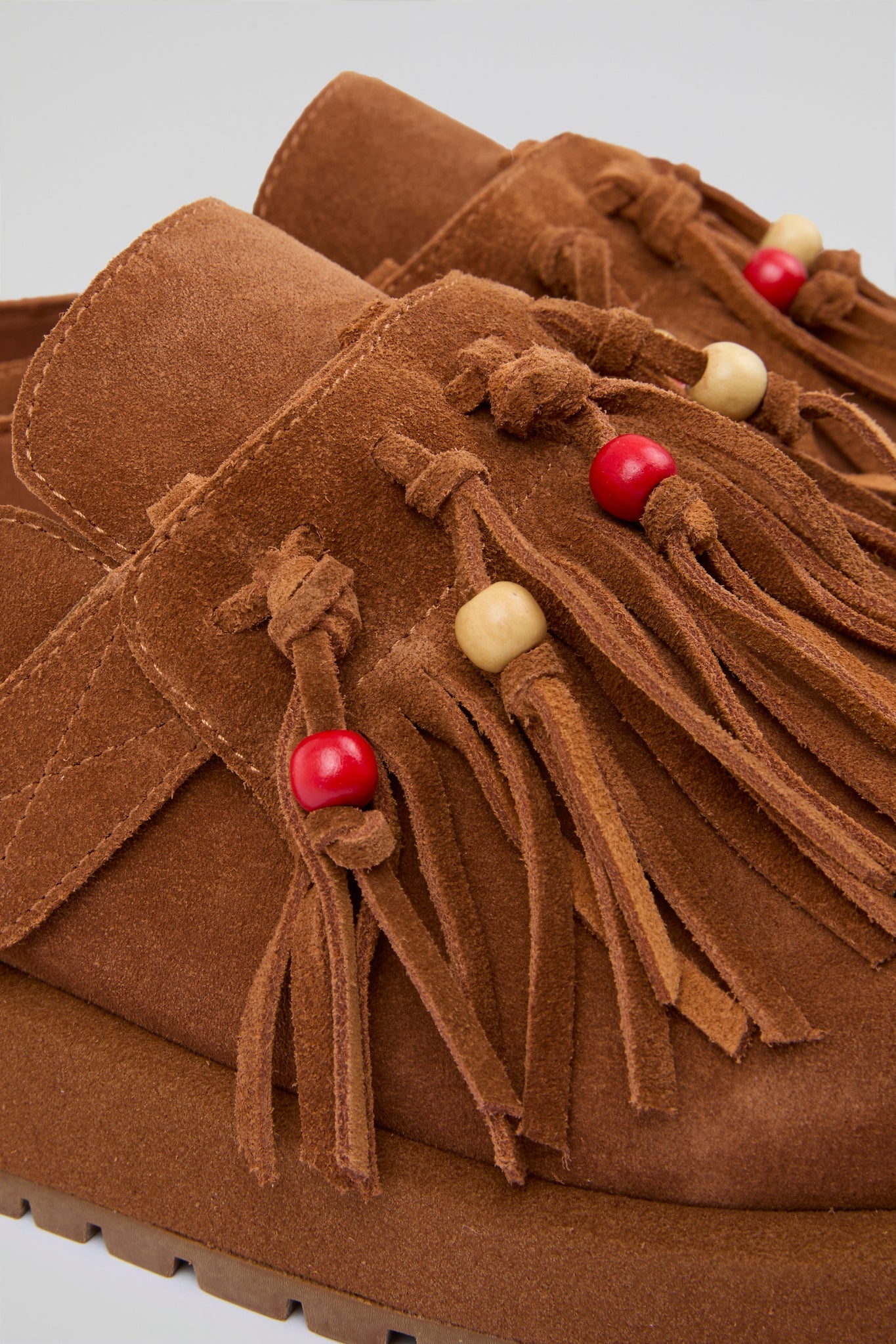 Fringed Brown Suede Sabots