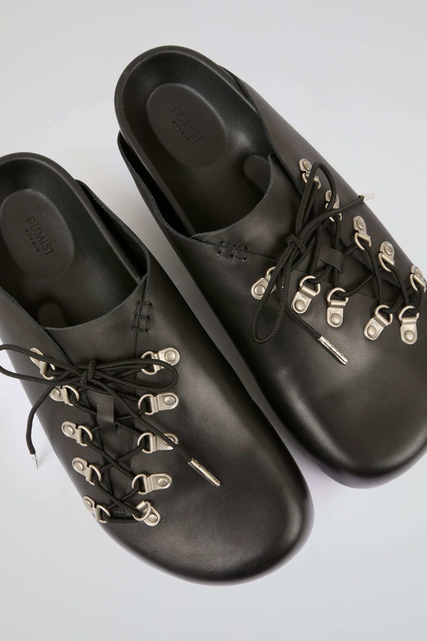 Black Multi hooks leather mules