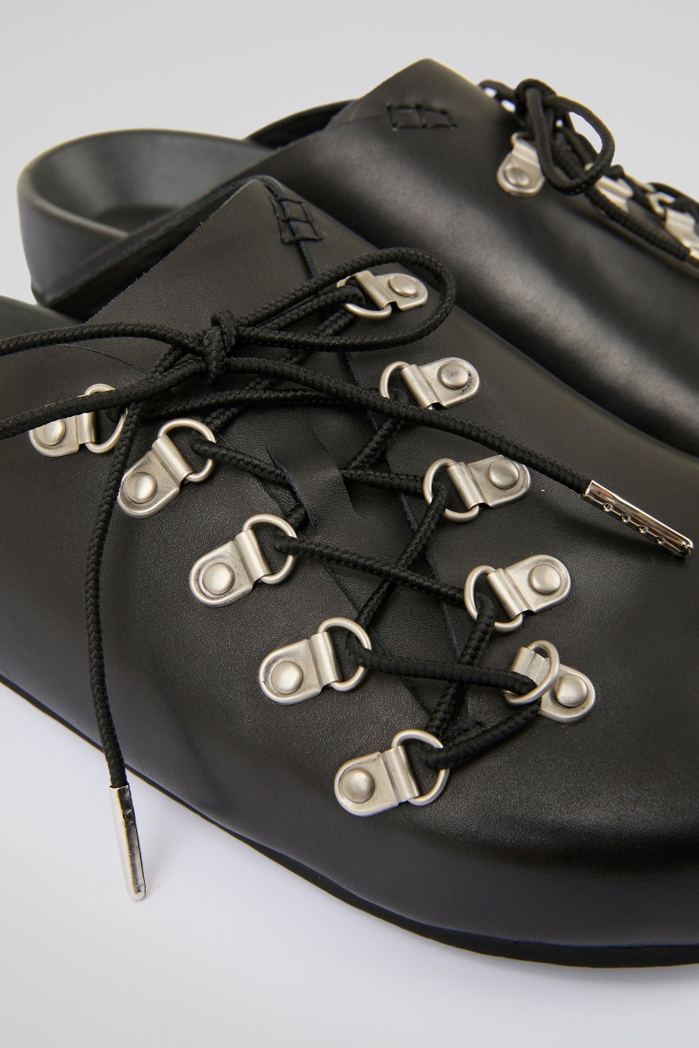 Black Multi hooks leather mules