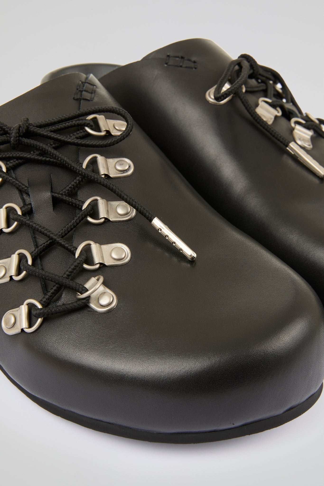Black Multi hooks leather mules