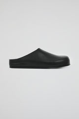 Black Leather Mules