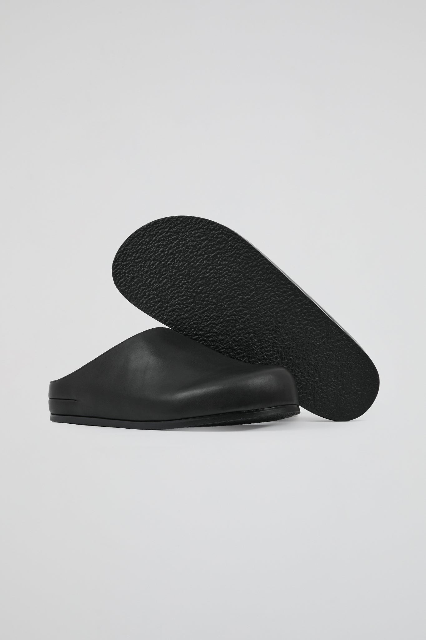 Black Leather Mules