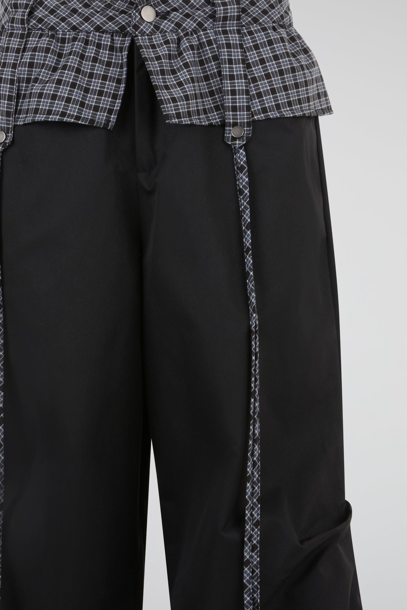 Black Layered Wide-Leg Trousers