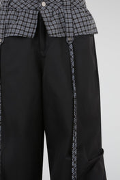 Black Layered Wide-Leg Trousers