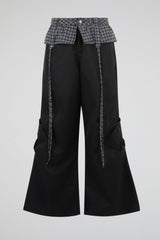 Black Layered Wide-Leg Trousers