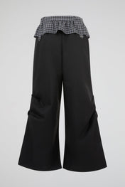 Black Layered Wide-Leg Trousers