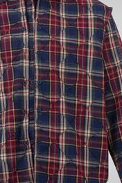 Crimson Navy Plaid Quilted Overshirt