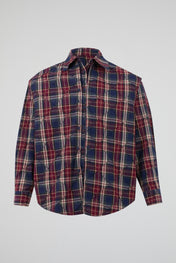 Crimson Navy Plaid Quilted Overshirt