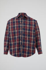 Crimson Navy Plaid Quilted Overshirt