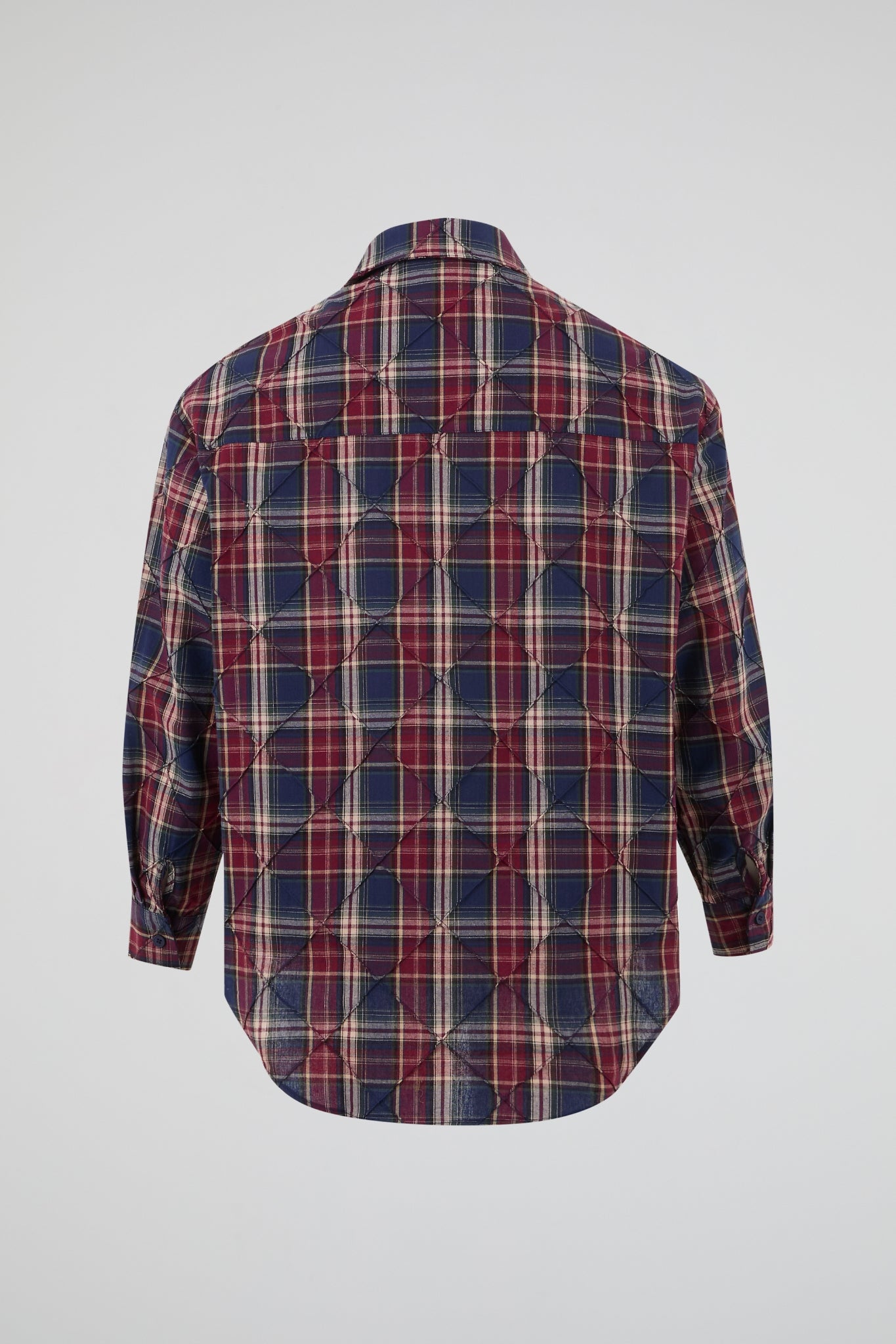 Crimson Navy Plaid Quilted Overshirt