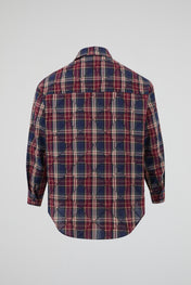 Crimson Navy Plaid Quilted Overshirt