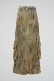 Distressed Cargo Skirt
