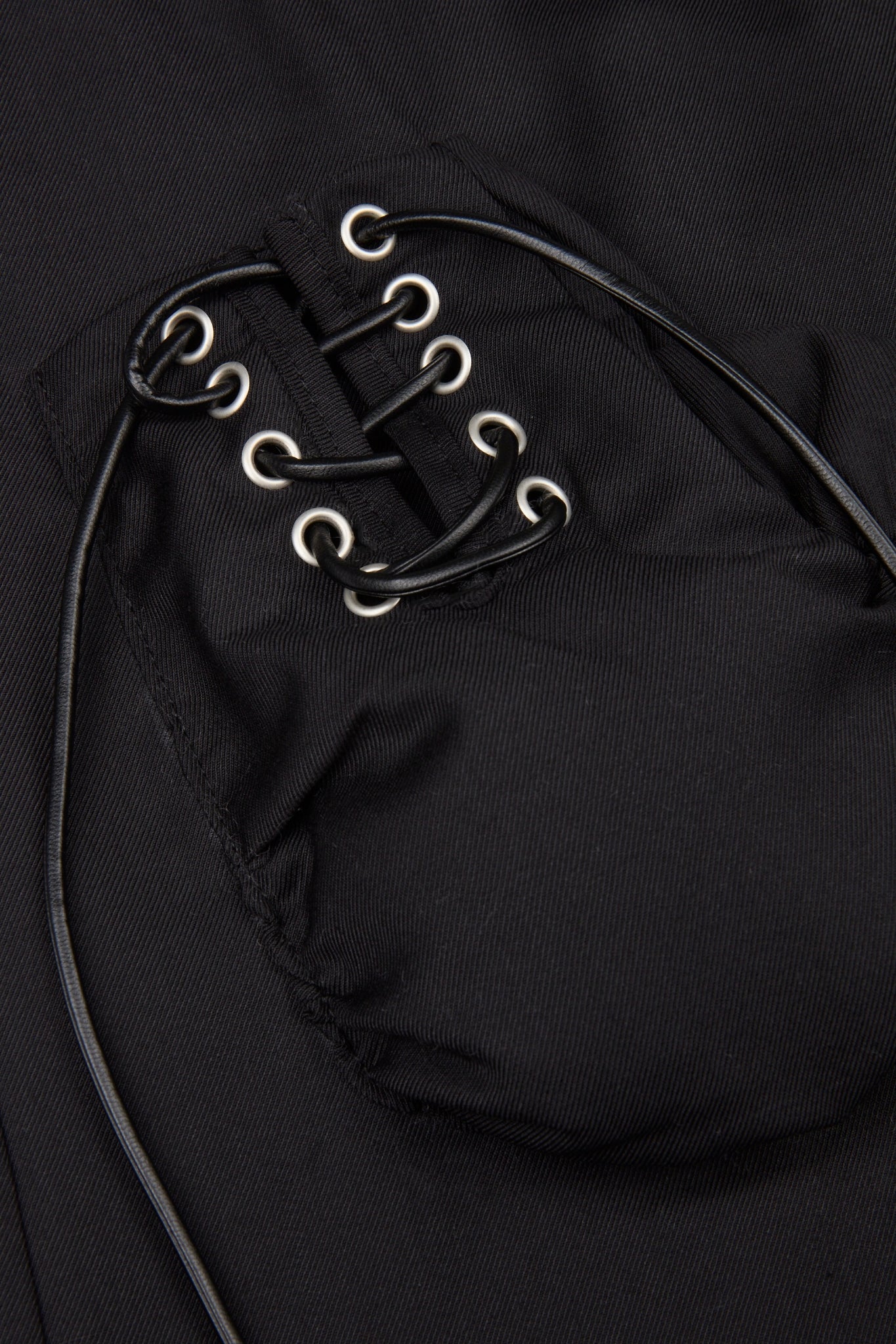 Black Lace-Up Wide-Leg Trouser