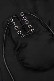 Black Lace-Up Wide-Leg Trouser
