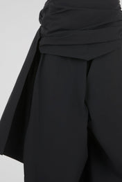 Black Wrap-Waist Skirt Pants