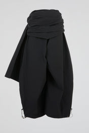 Black Wrap-Waist Skirt Pants