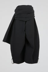 Black Wrap-Waist Skirt Pants