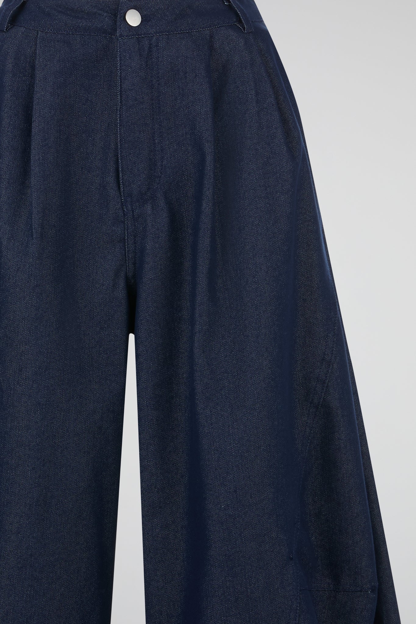Blue Curved Denim Trouser