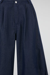 Blue Curved Denim Trouser