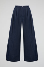 Blue Curved Denim Trouser