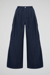 Blue Curved Denim Trouser